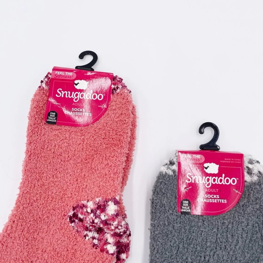 Snugadoo Women's One Size Fits Most Fuzzy Soft Socks Holiday Set of Two Pairs